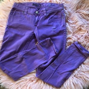 Purple Roxy Distressed Skinny Jeans Size 9